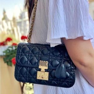 Christian Dior Dioraddict Black Cannage Quilted Chain Flap Crossbody Bag